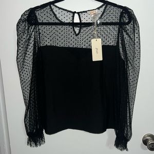 J. Crew Black Sheer Polka Dot Blouse
